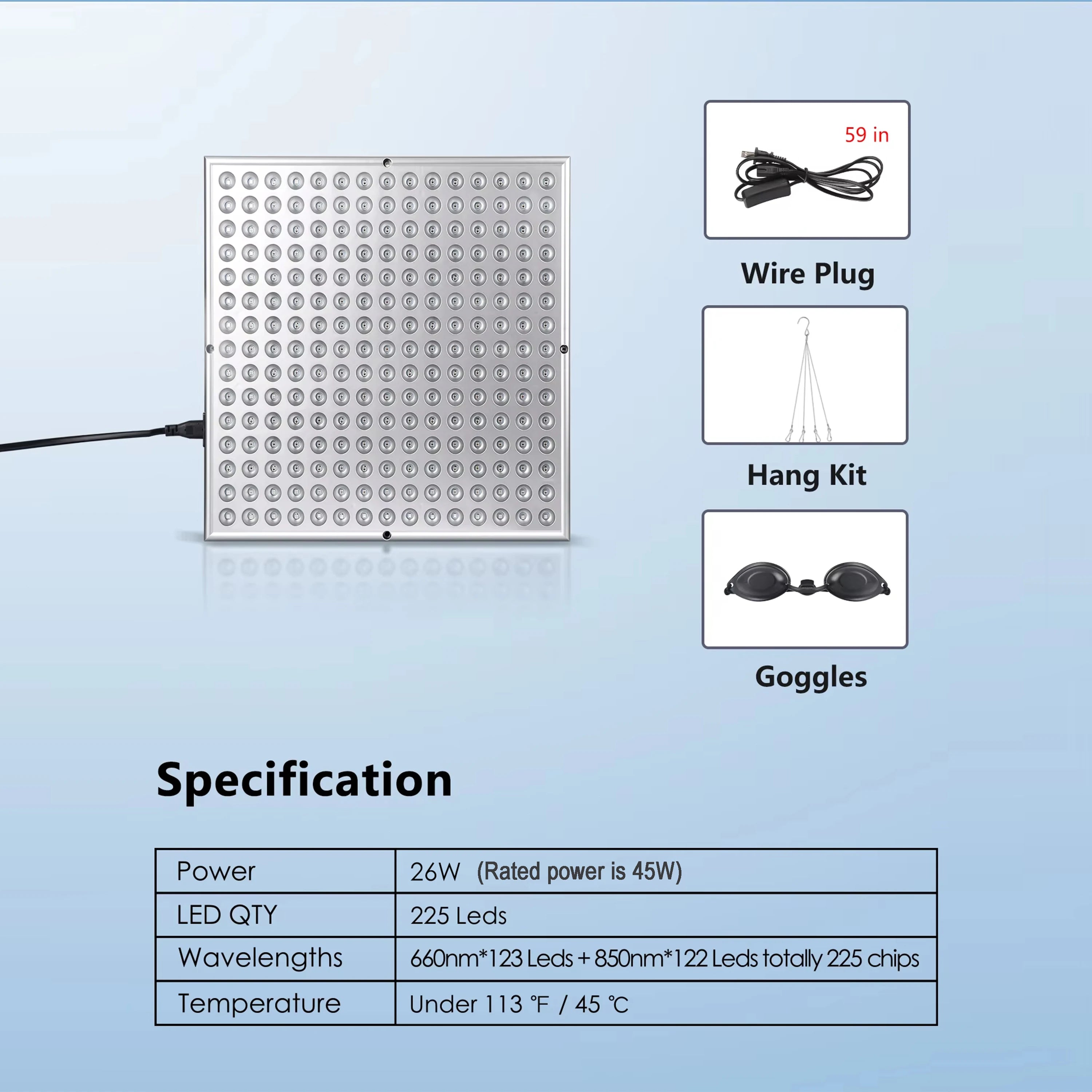 Red Light Therapy Panel Lamp – 225 LED Skin & Pain Relief
